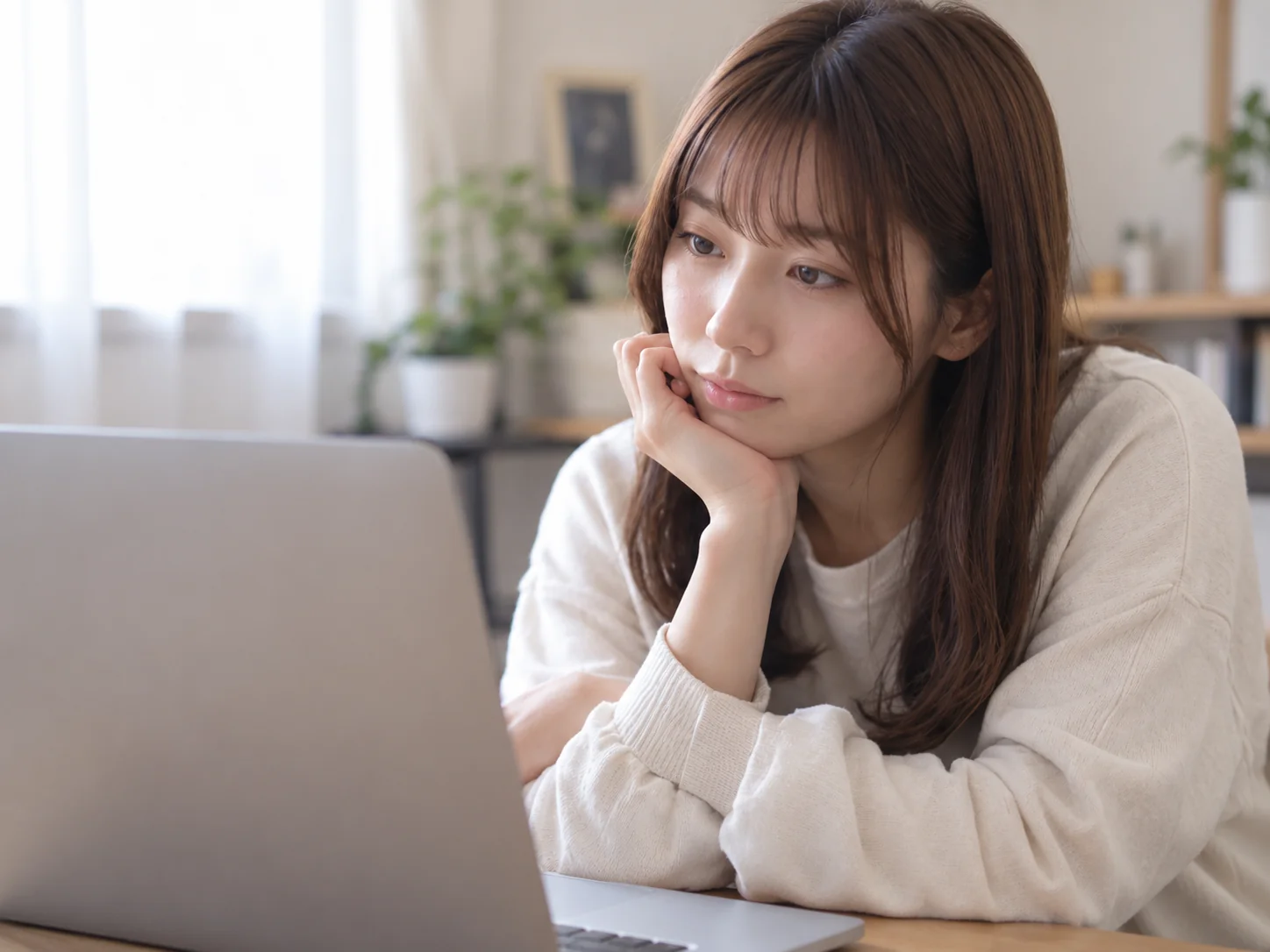 窓辺でこれからの働き方を考える成人女性のイメージ