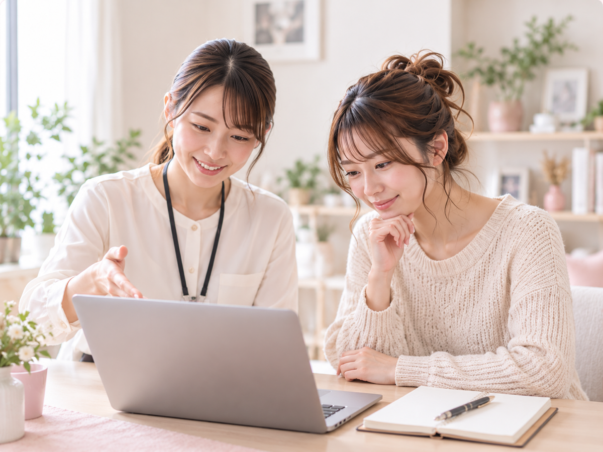 スタッフから仕事内容の説明を受けるイメージ