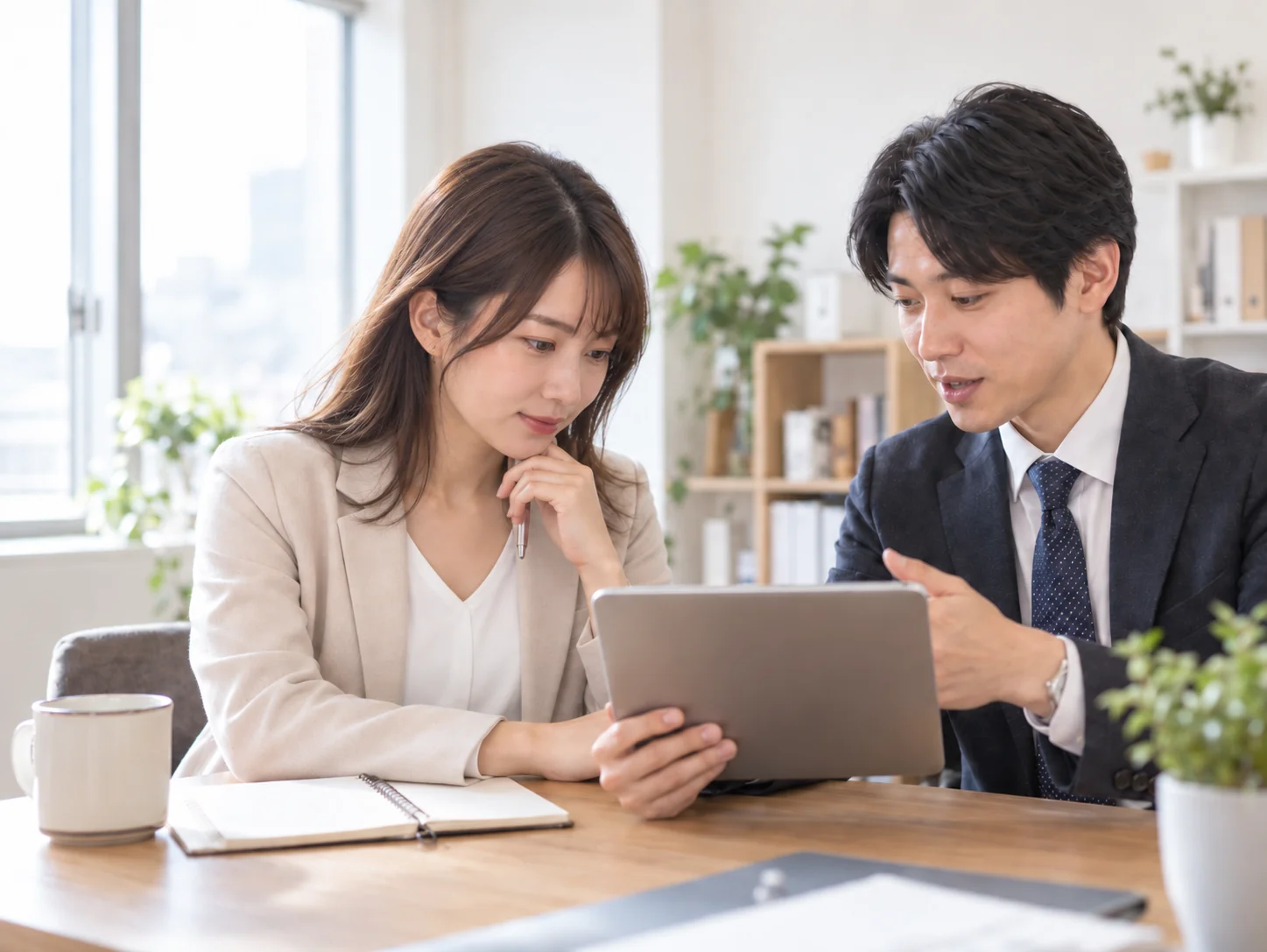 落ち着いたオフィスで対応する運営スタッフのイメージ