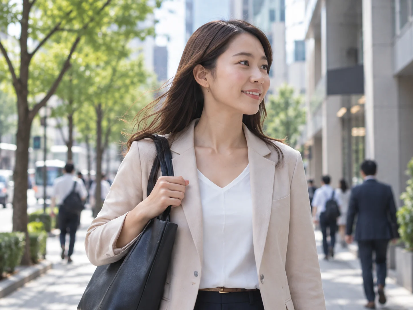 大阪市内へ通勤する成人女性のイメージ